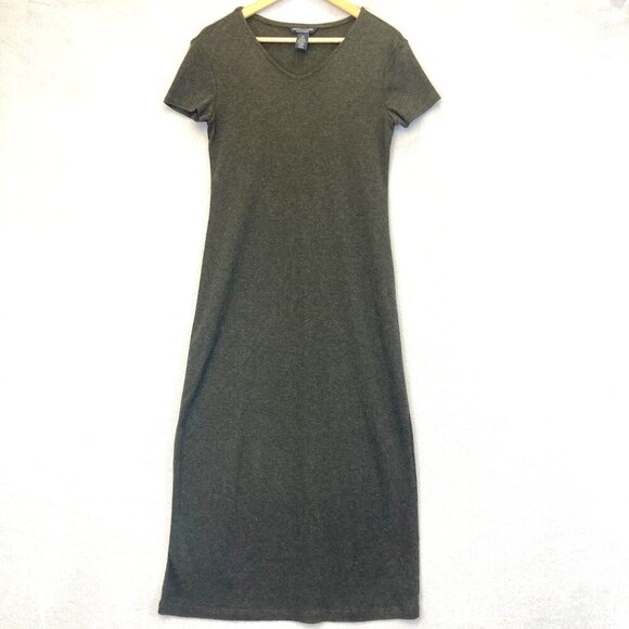 American Eagle Outfitters Long Maxi Wool Blend Dress Small S Brown Short Sleeve - Picture 1 of 13